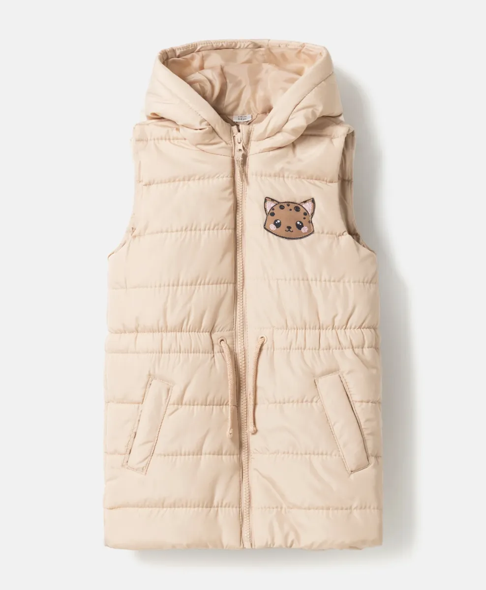 Gilet trapuntato da bambina con cappuccio