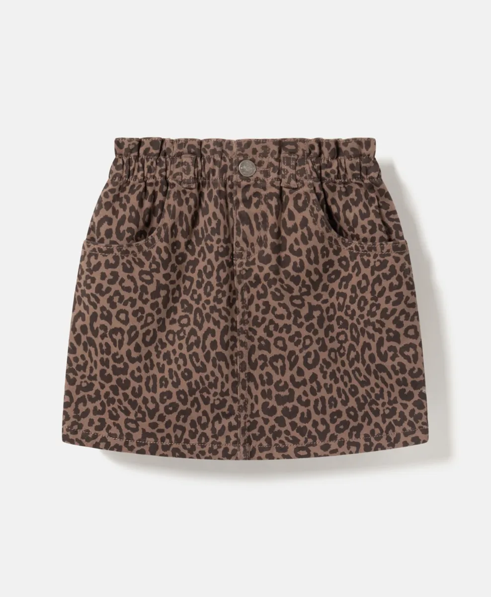 gonna di jeans da bambina con stampa leopardata