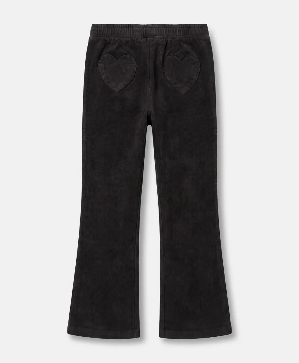 Jeans neri da bambina in velluto a coste