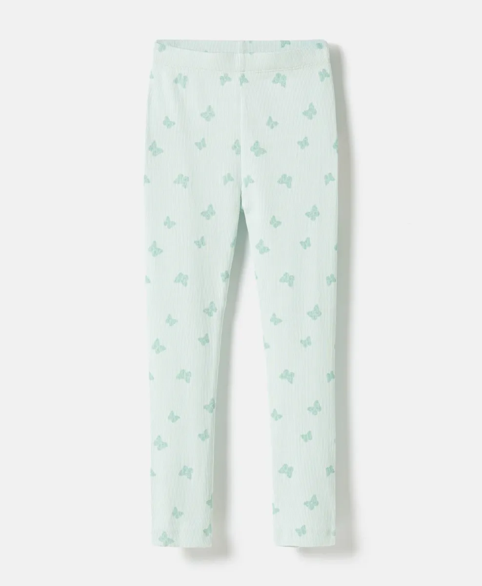 Leggings a costine da bambina 100% cotone