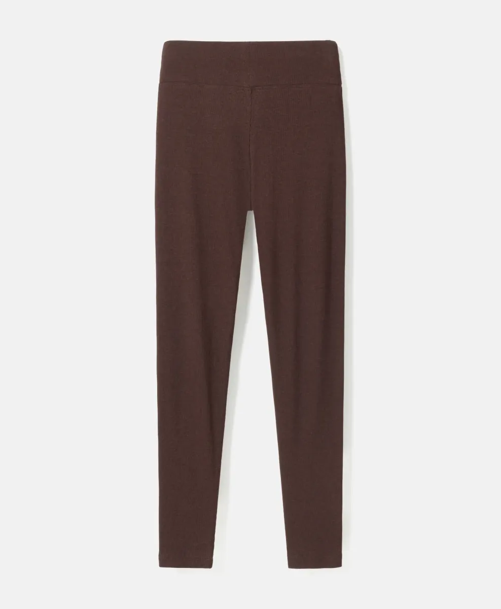 Leggings a costine marroni da donna