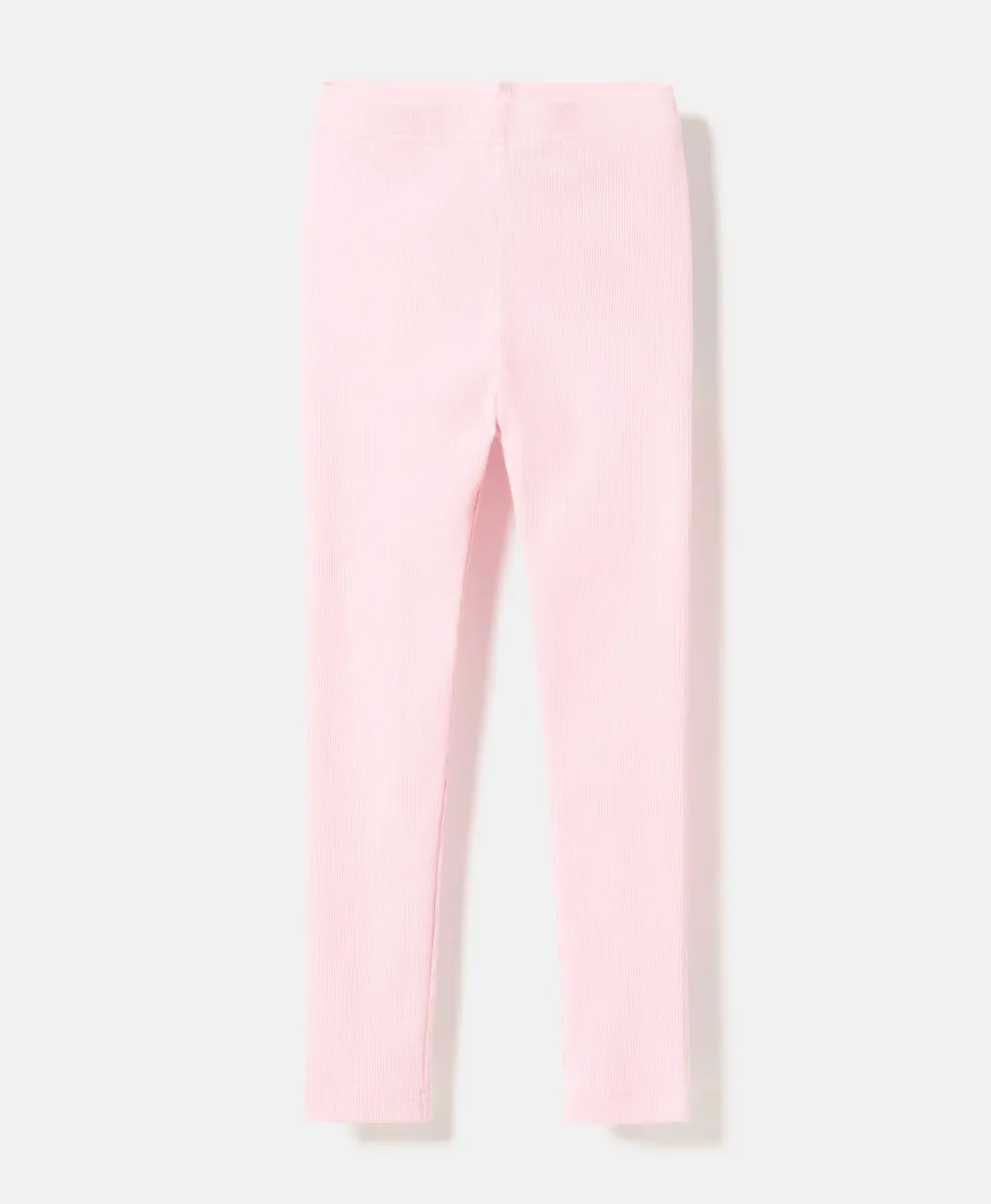 Leggings rosa da bambina a costine