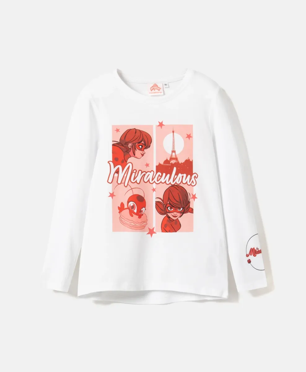 Maglia Miraculous a maniche lunghe da bambina in 100% cotone