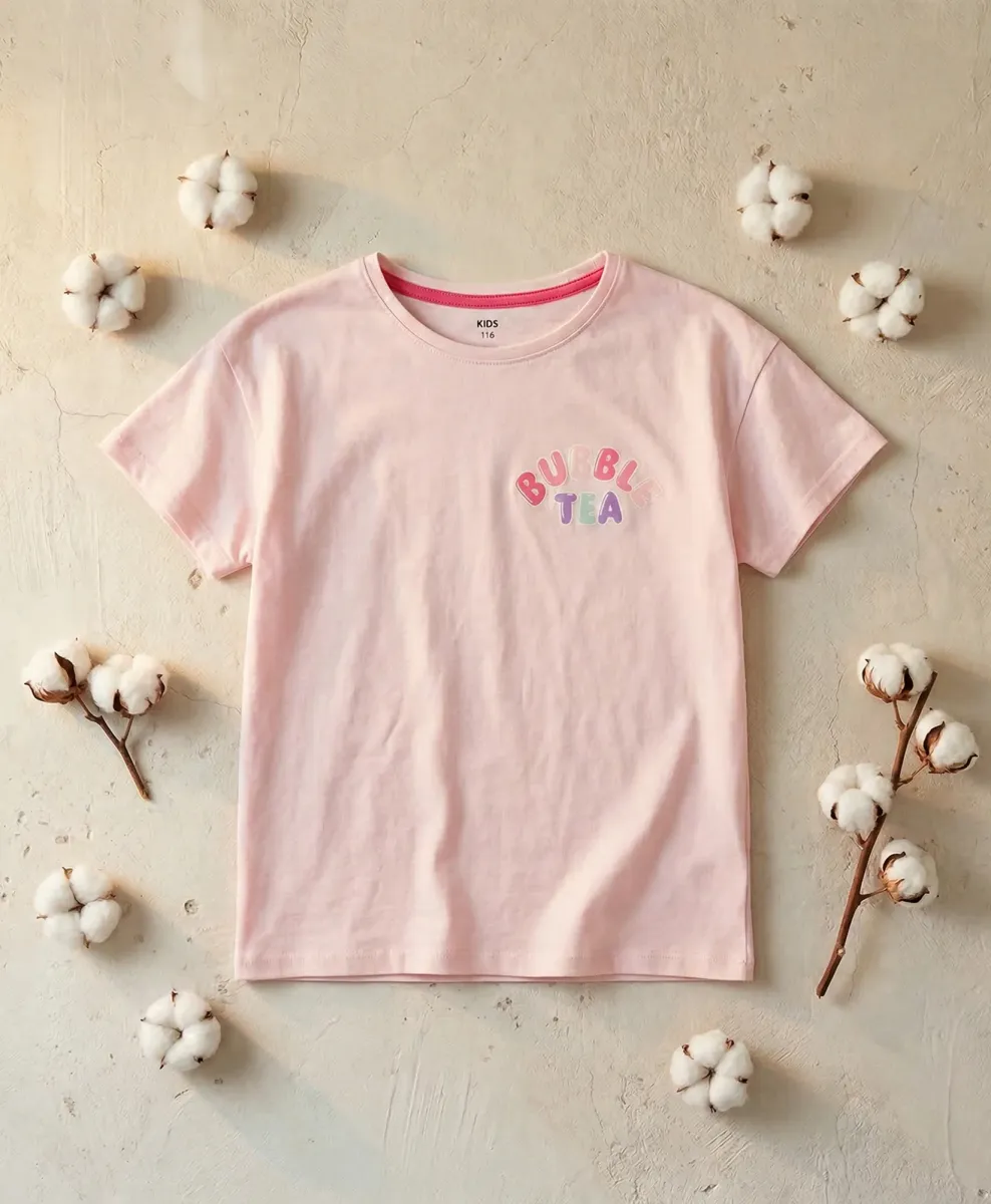 Maglietta bambina con Bubble Tea fronte retro 100% cotone