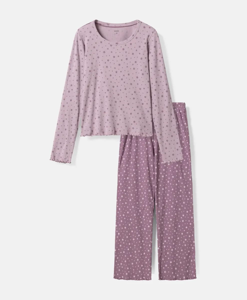 Pigiama da donna a stelle in 100% cotone