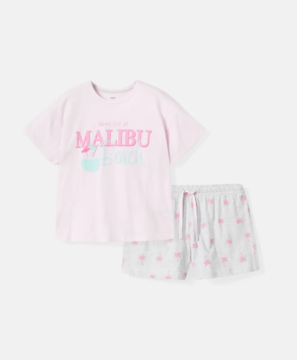 Pigiama da donna Malibu t-shirt e pantaloncini 100% cotone