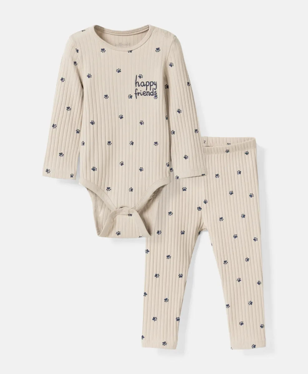 Set con body e leggings da neonato con zampe di cane