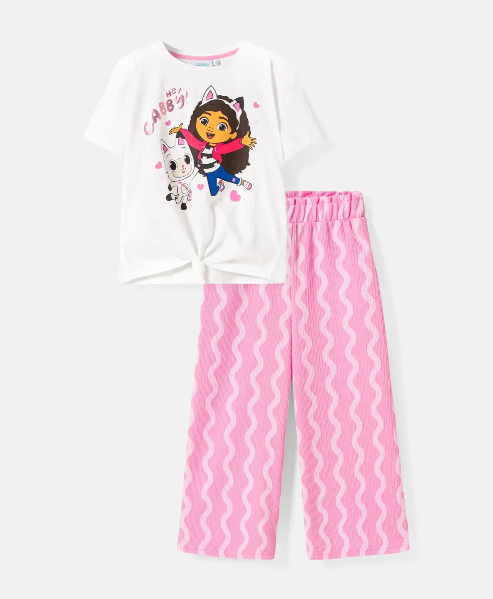 Set da bambina t-shirt e pantaloni La Casa delle Bambole di Gabby 100% cotone