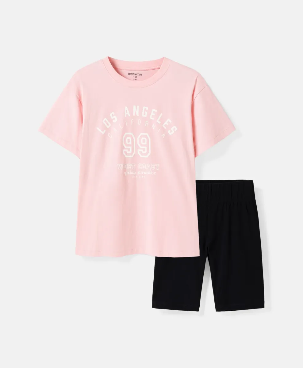Set da ragazza t-shirt e shorts ciclista