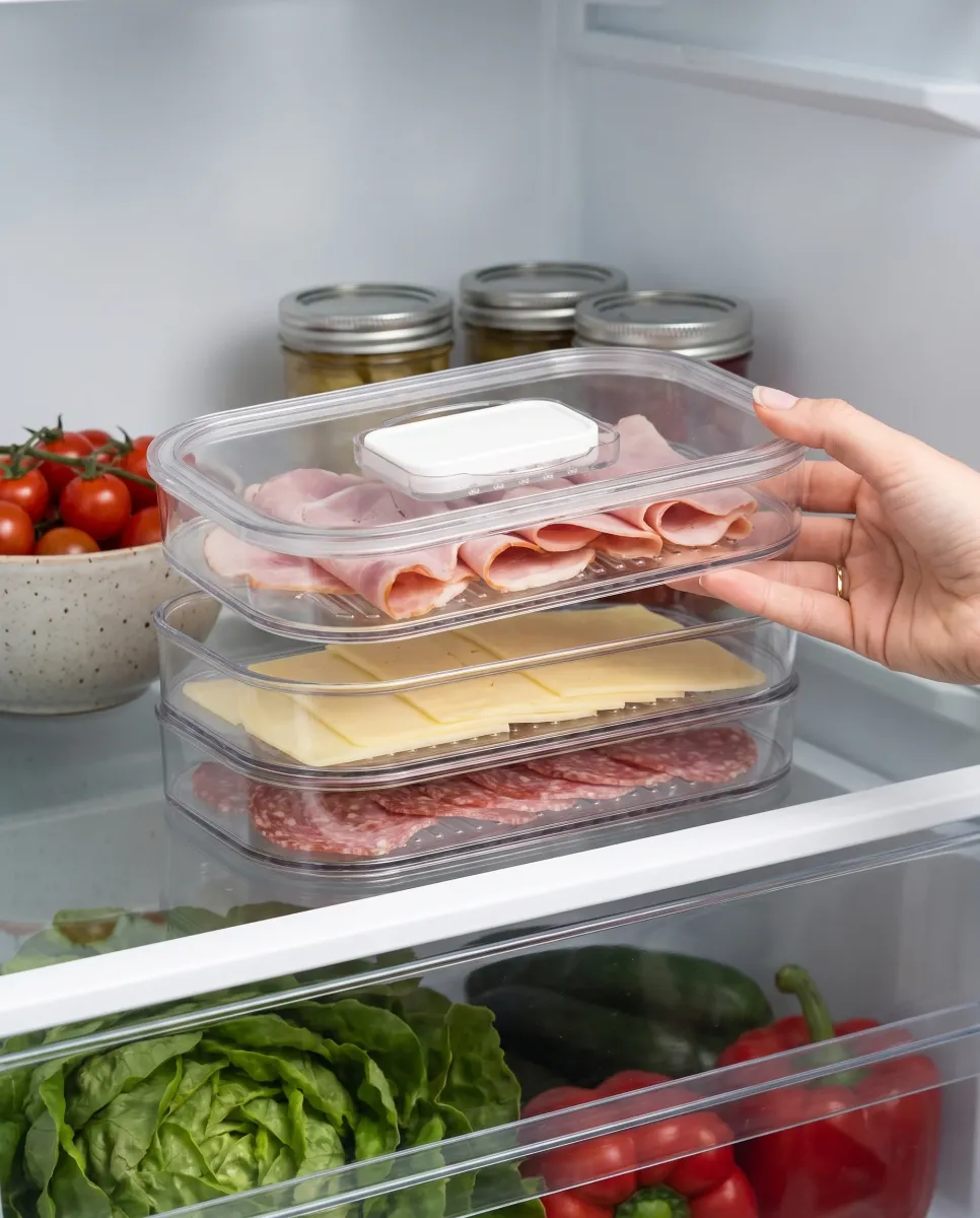 Set di 3 contenitori per formaggi e salumi