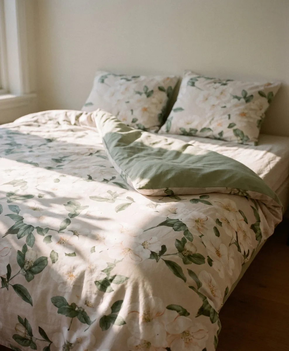 Set di 3 elementi di biancheria da letto in microfibra con fiori di pero