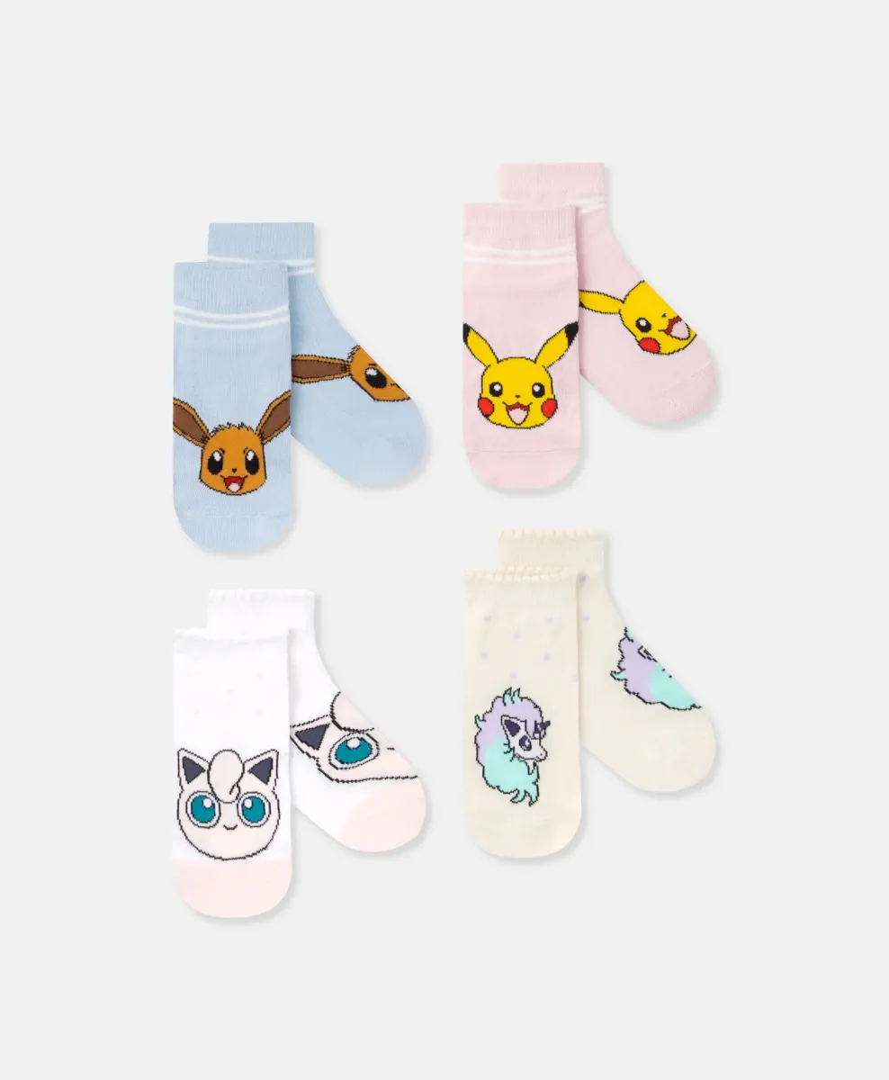Set di 4 paia di calzini da bambina Pokémon