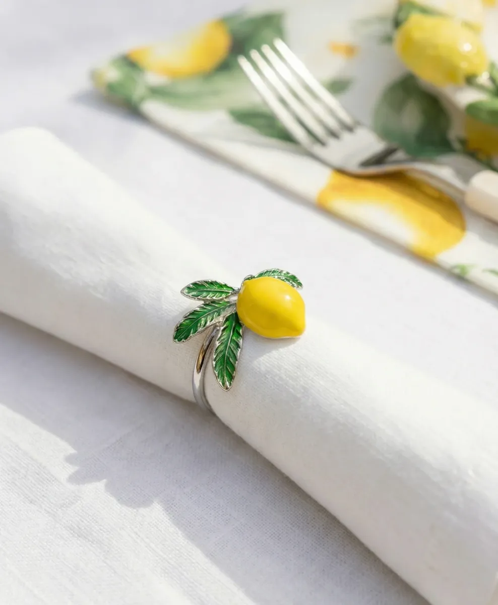 Set di 4 portatovaglioli limoni