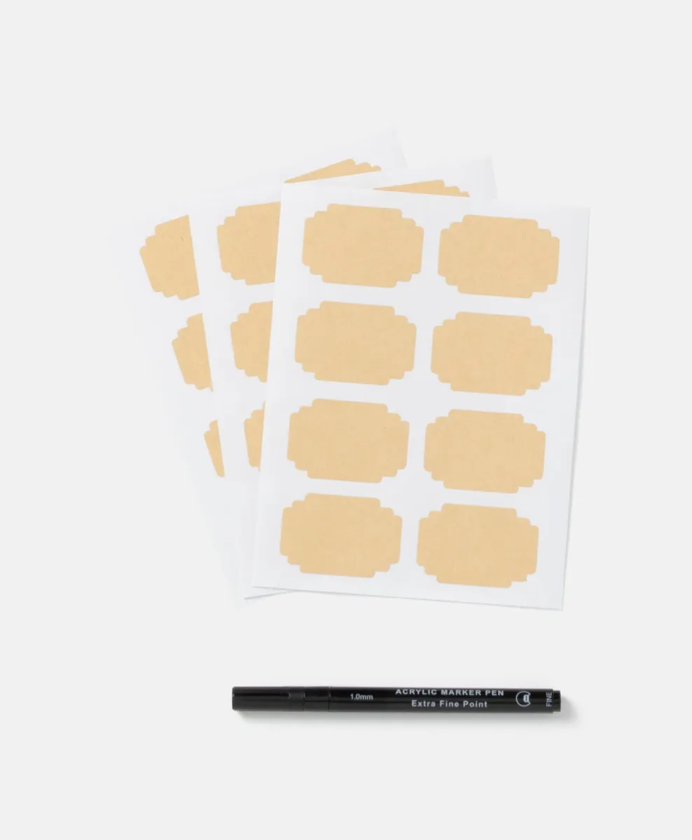 Set di etichette per barattoli con pennarello