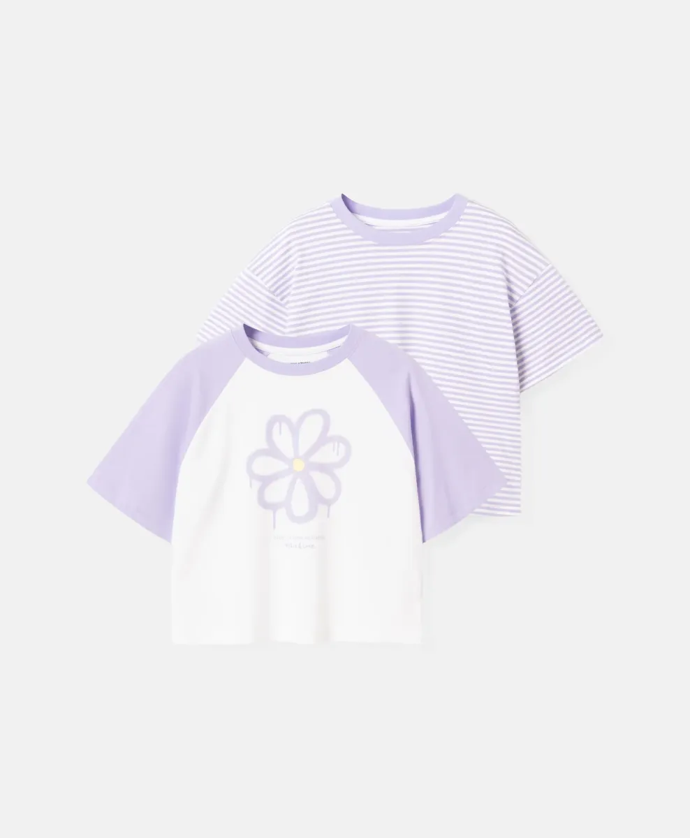 set di magliette da bambina in 100% cotone