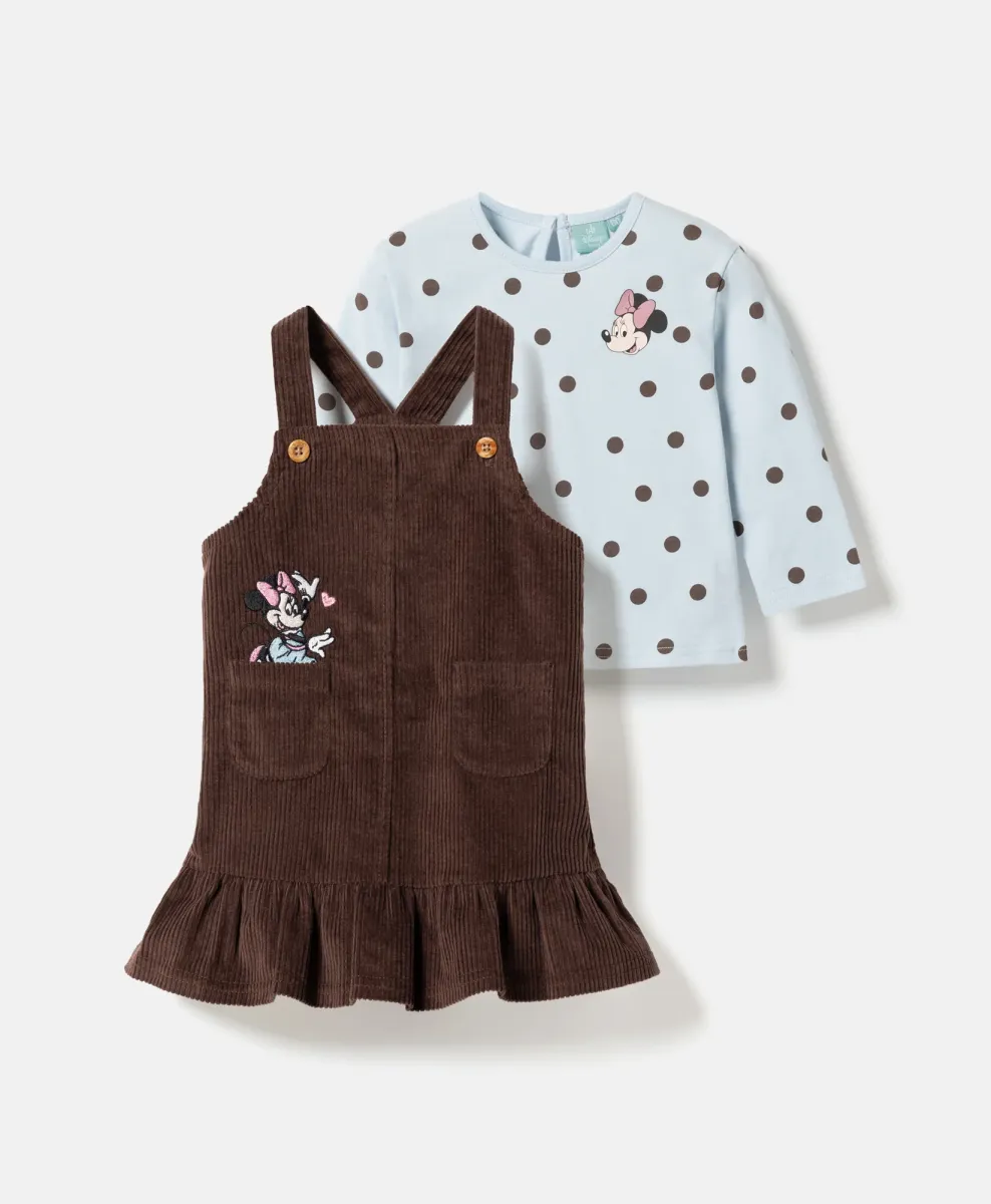 Set Minnie da neonata con maglia e abito in 100% cotone