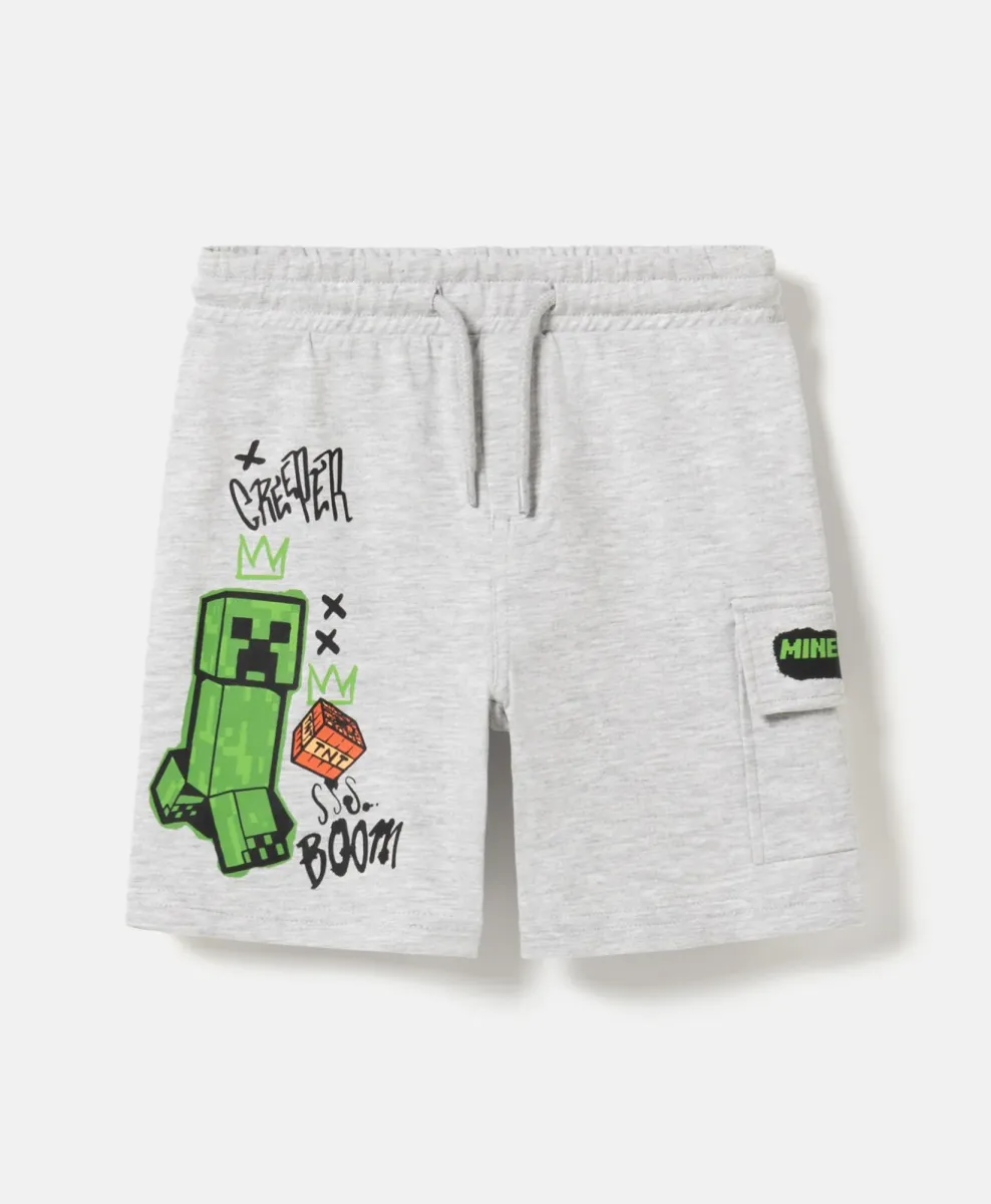 Short cargo da bambino Minecraft Creeper 100% cotone