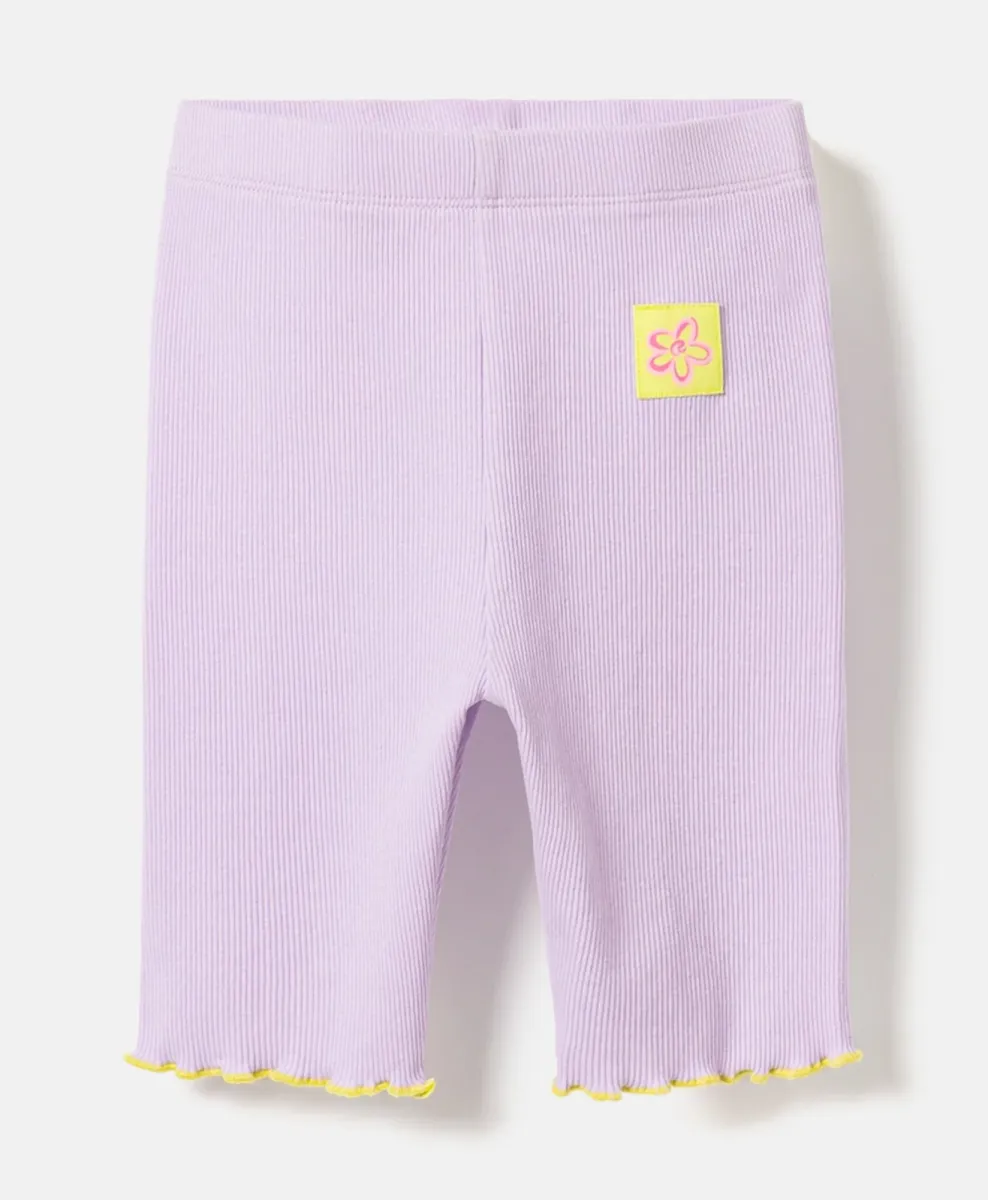 Shorts da bambina a costine con volant 100% cotone