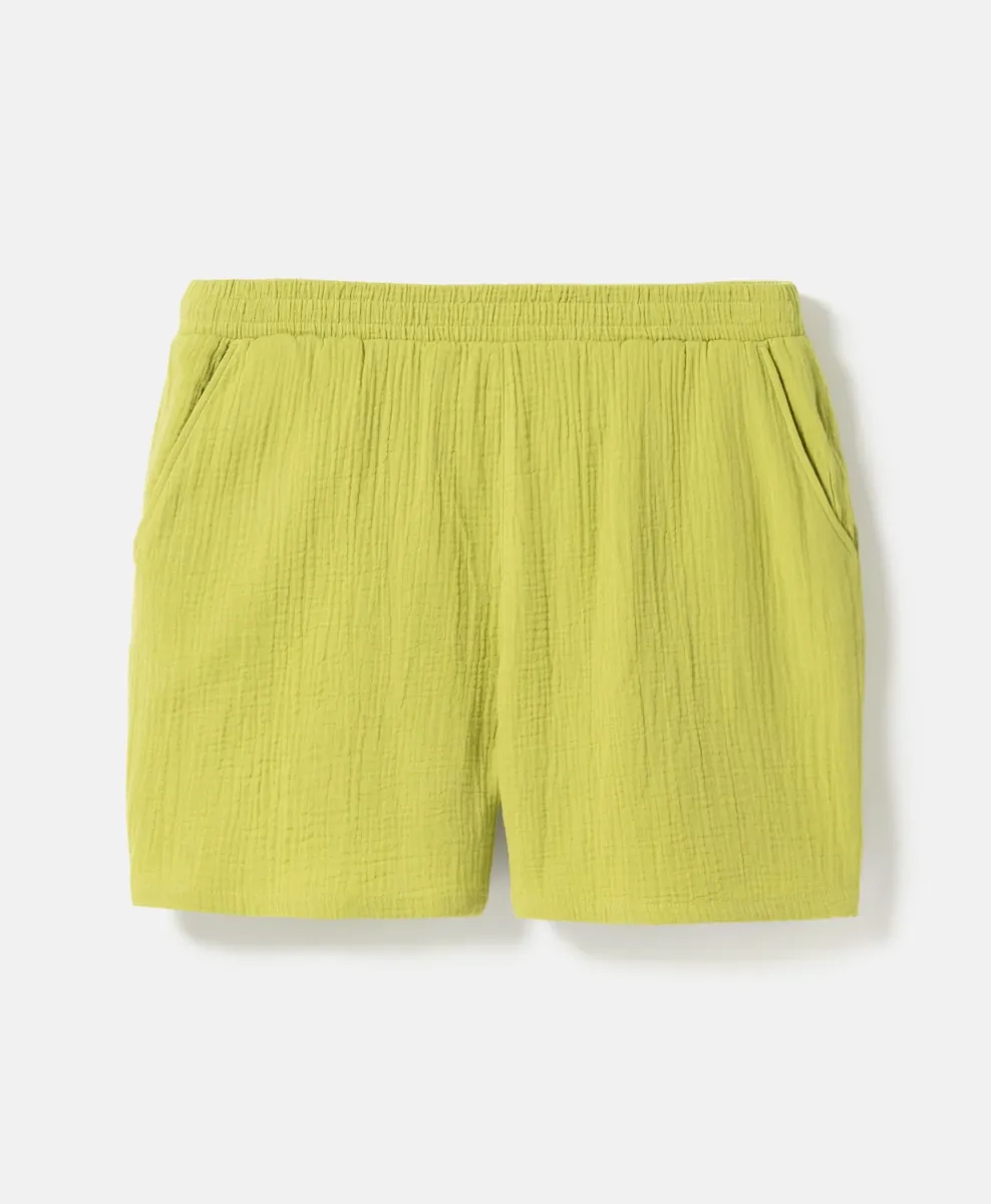 Shorts verdi in mussola da donna