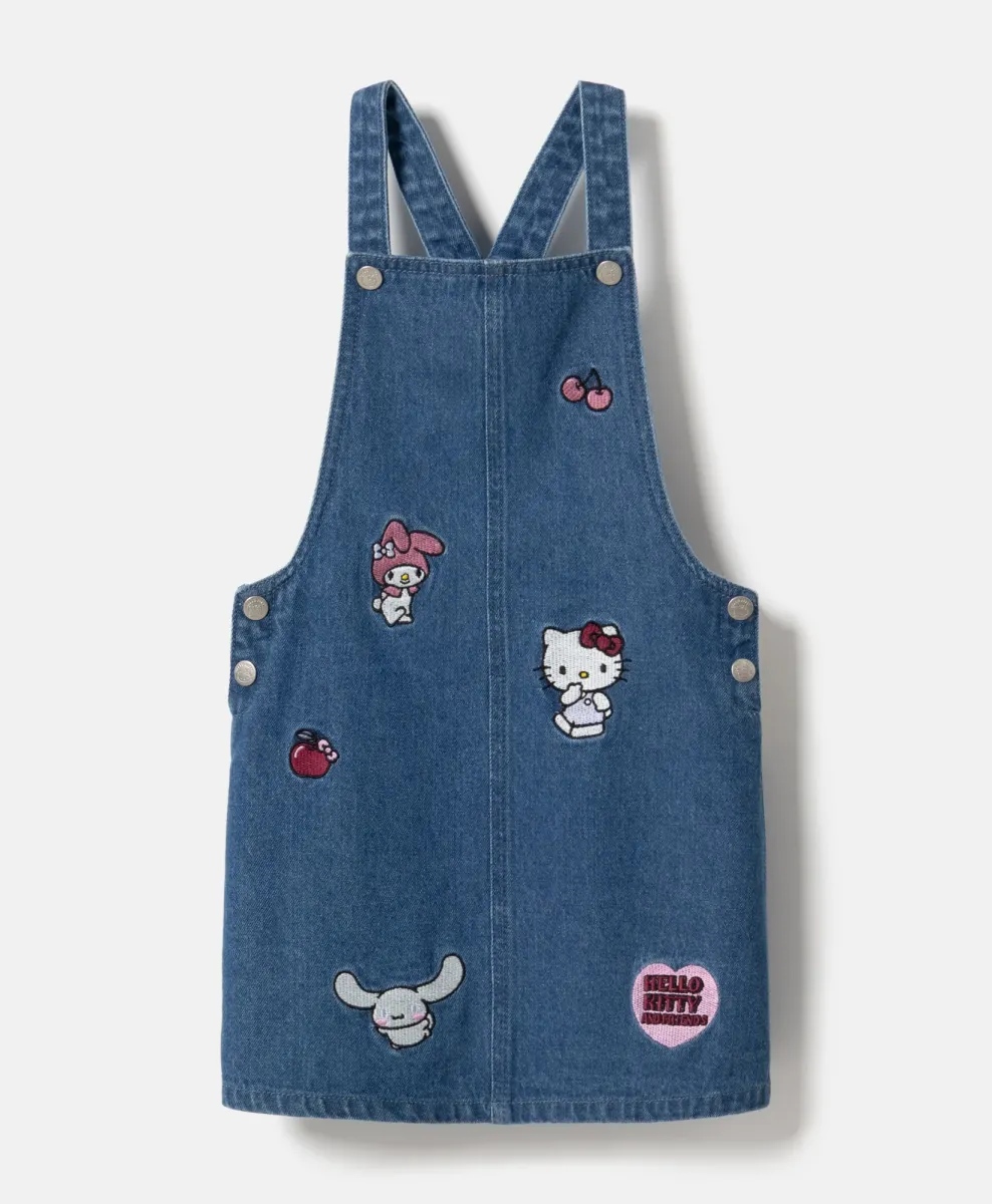 sukienka ogrodniczka da bambina Hello Kitty in 100% cotone