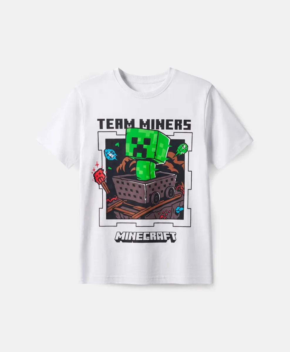 T-shirt da bambino Minecraft con Creeper in 100% cotone