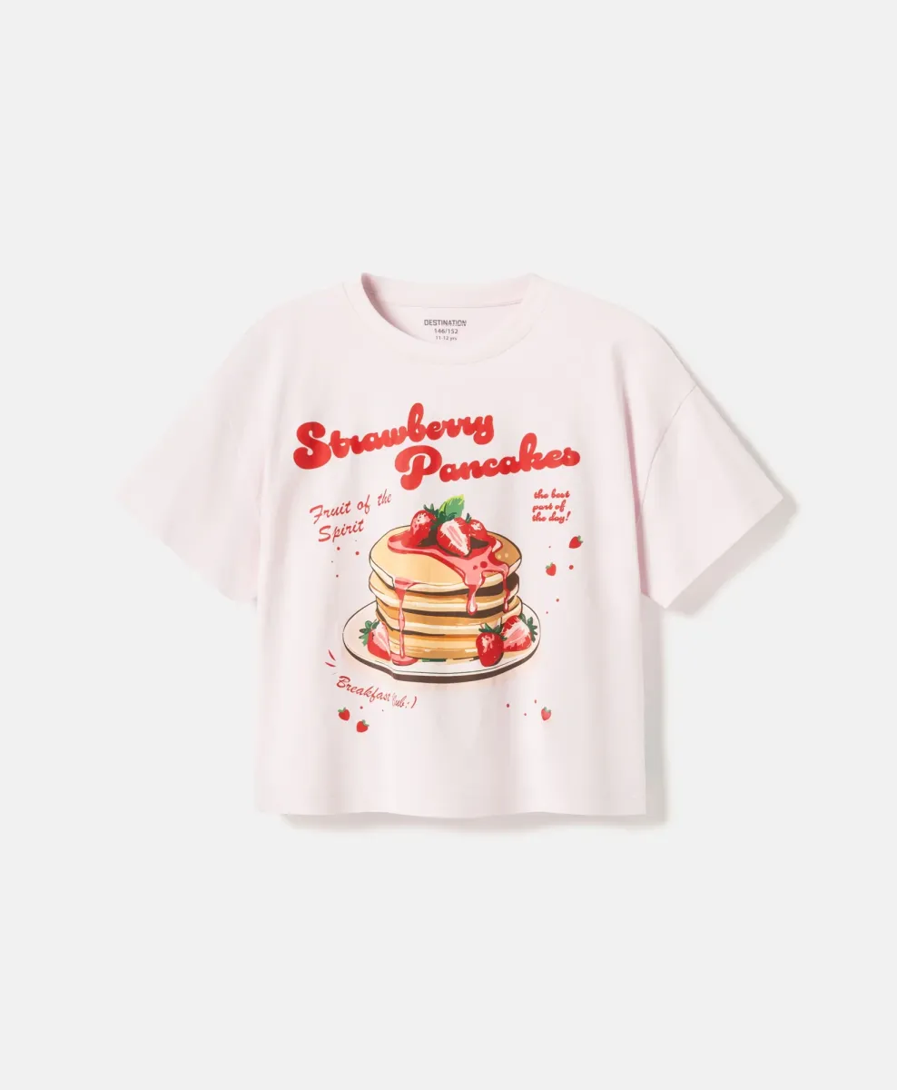 T-shirt da ragazza con taglio ampio e maniche corte 100% cotone