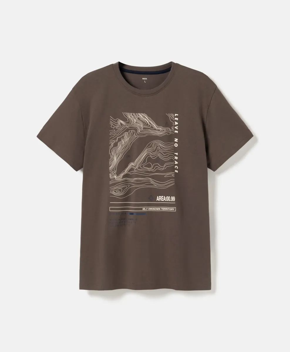 T-shirt da uomo marrone in 100% cotone
