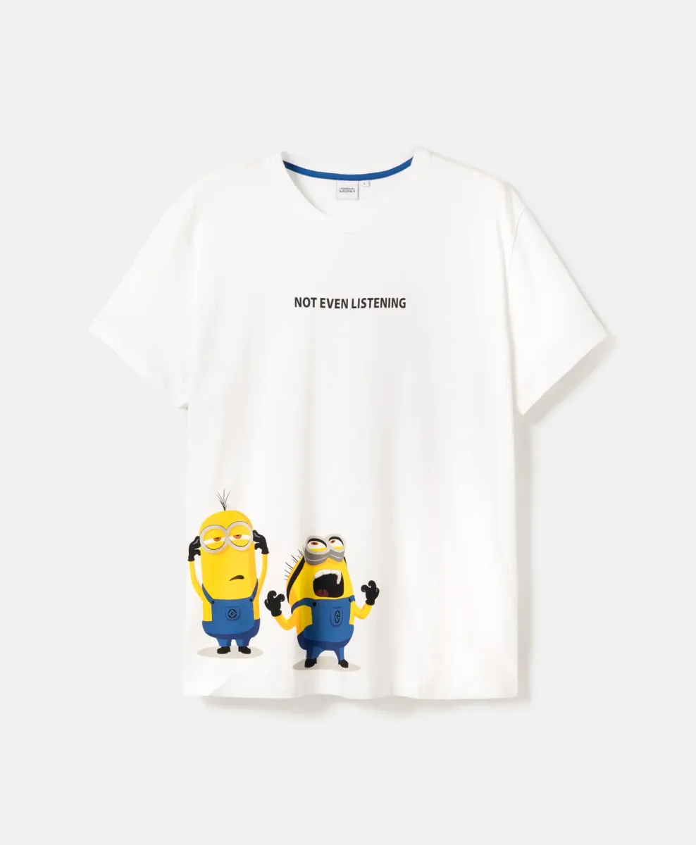 T-shirt da uomo Minions bianca in 100% cotone