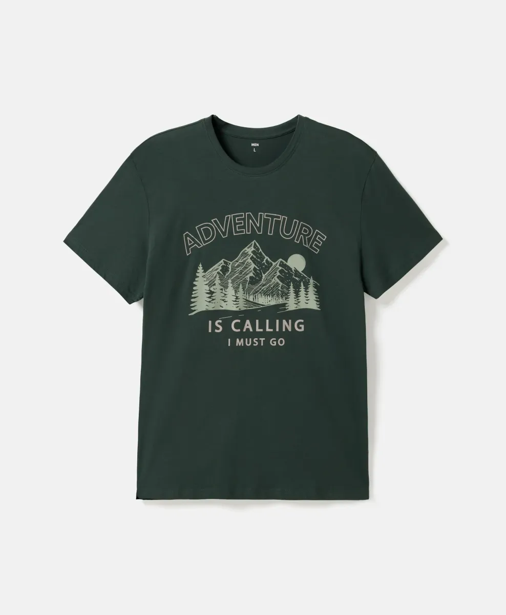 T-shirt da uomo verde a maniche corte in 100% cotone