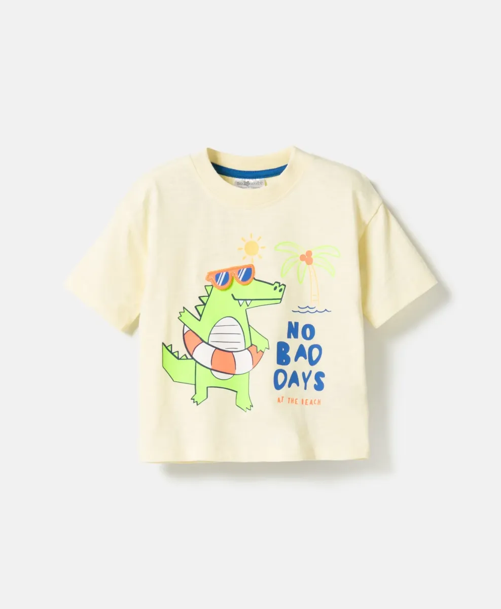 T-shirt neonato con coccodrillo 100% cotone
