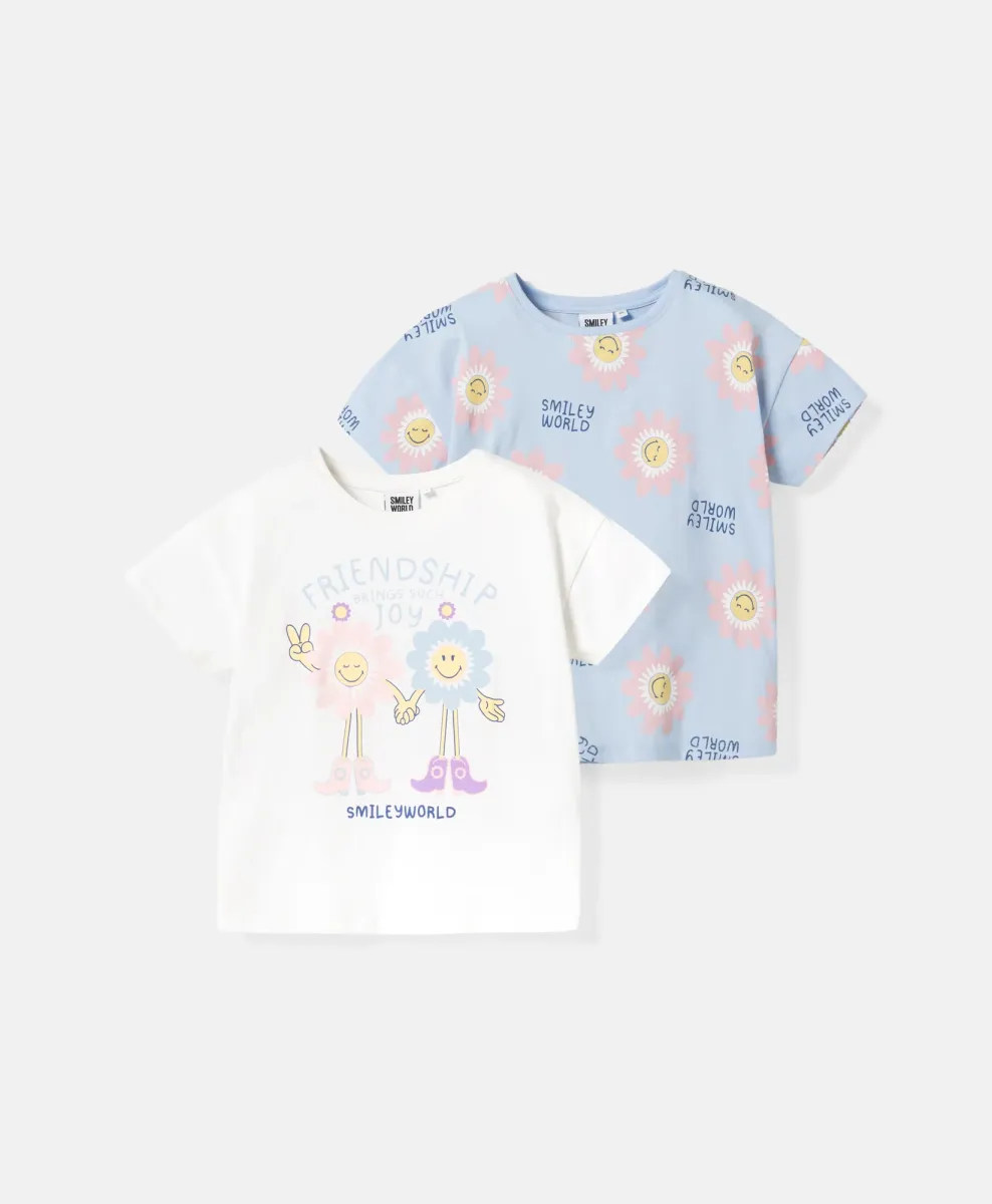 T-shirt SmileyWorld 100% cotone confezione da 2