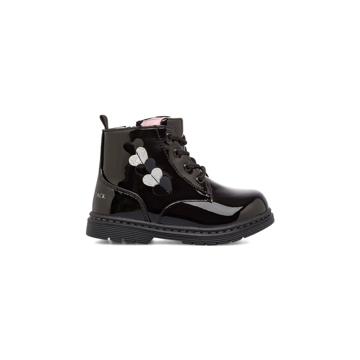 Anfibi bambina neri effetto vernice con dettaglio glitter Lumberjack