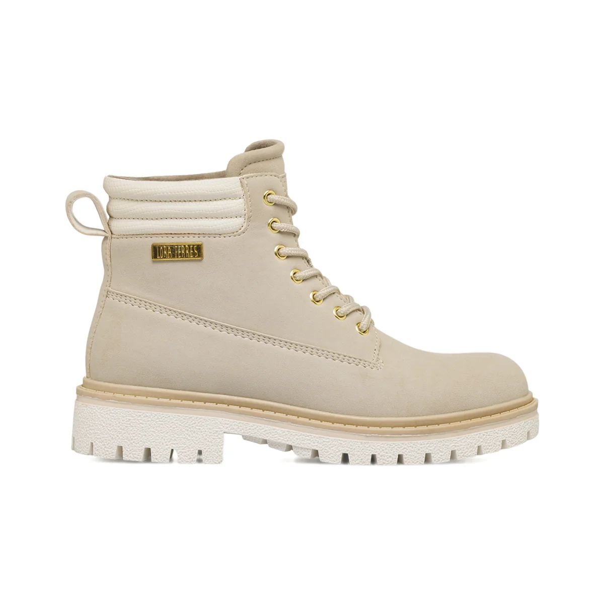Anfibi Beige da Donna con collo imbottito e suola Bianca Lora Ferres