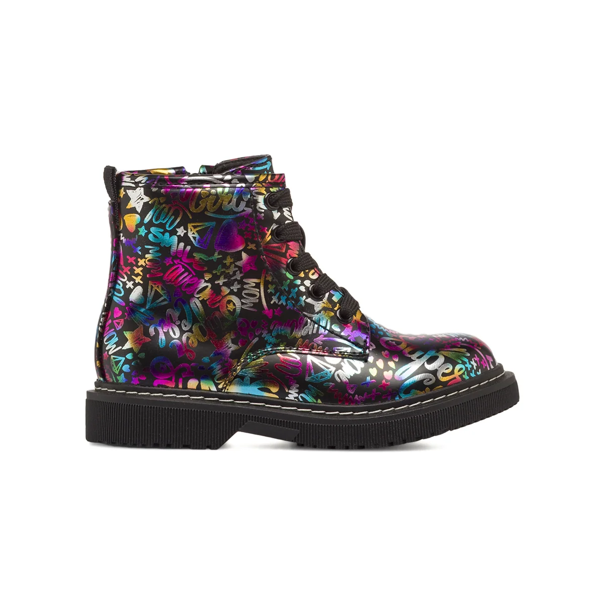 Anfibi da Bambina Neri con stampa multicolor Le scarpe di Alice