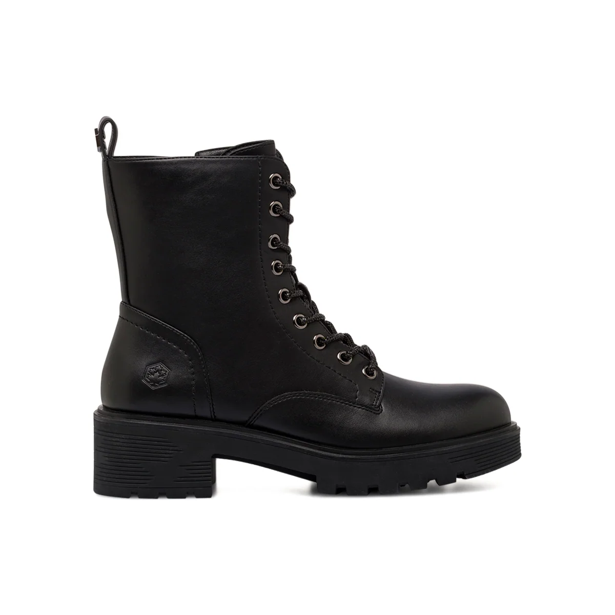 Anfibi da donna neri Lumberjack con lacci glitter e zip laterale