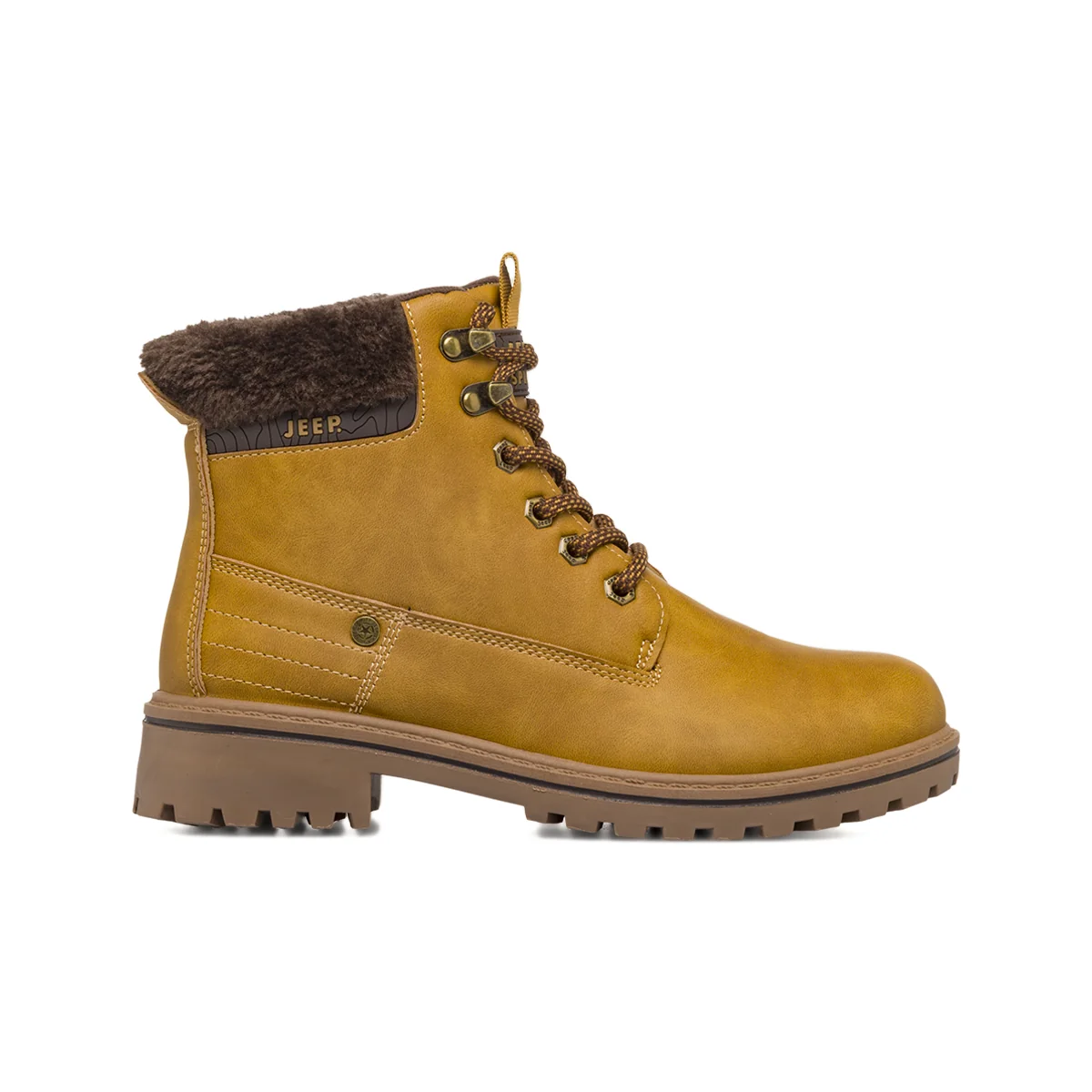 Anfibi da Donna Ocra con tacco 4 cm e calda pelliccia Jeep Spirit