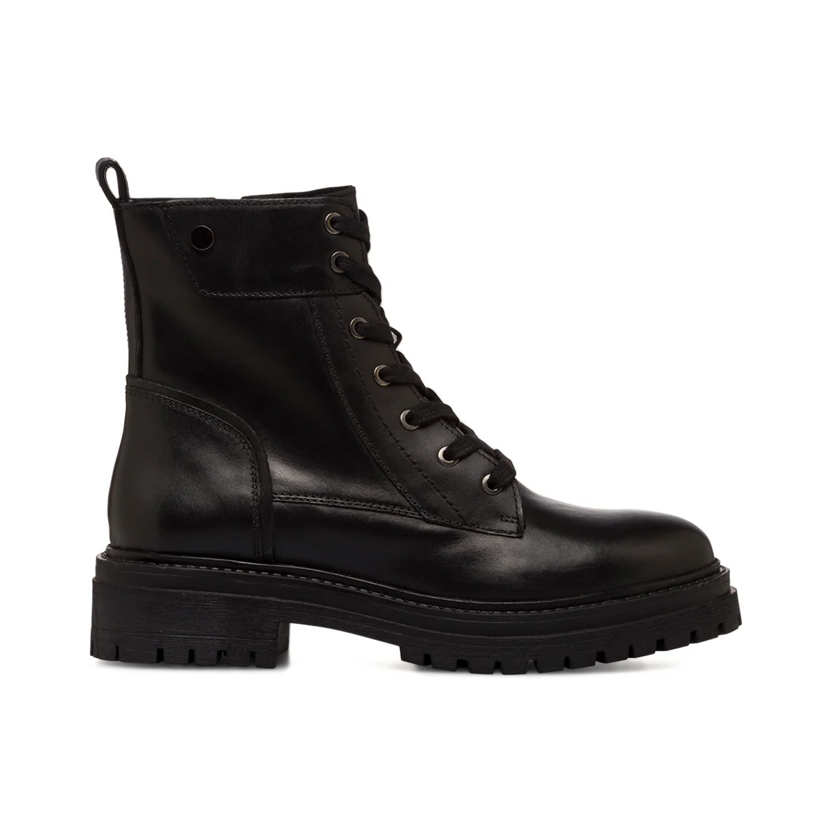 Anfibi in pelle neri da donna con zip e suola chunky Geox Iridea