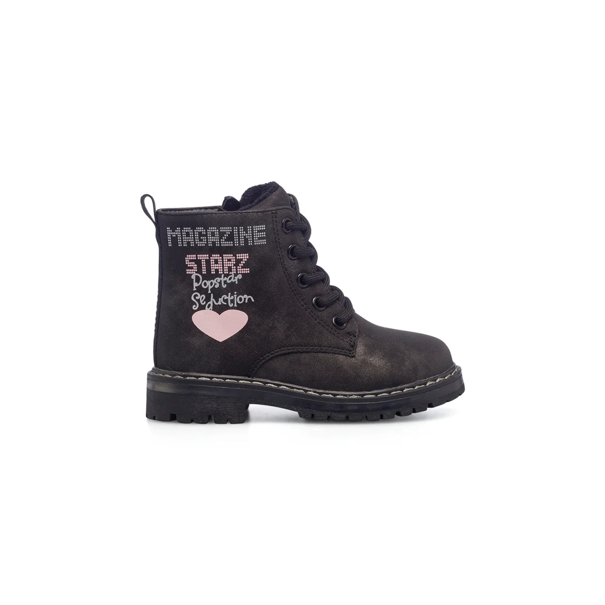 Anfibi neri da bambina con cuore rosa Le scarpe di Alice
