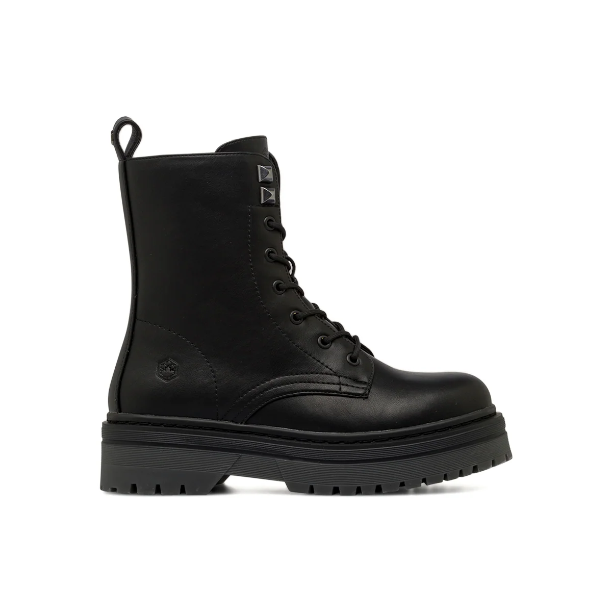 Anfibi neri da donna con borchie e suola carrarmato platform Lumberjack