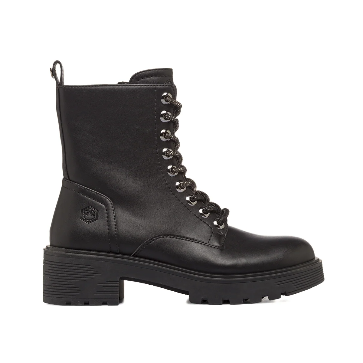 Anfibi neri da Donna con lacci glitterati e tacco 5 cm Lumberjack
