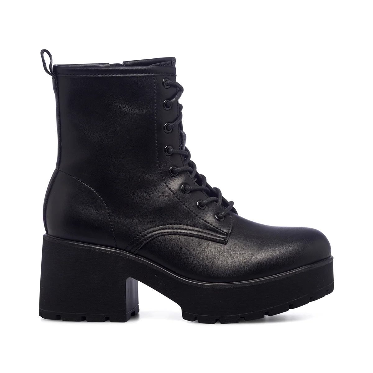 Anfibi neri da donna con tacco 7 cm e plateau Lora Ferres