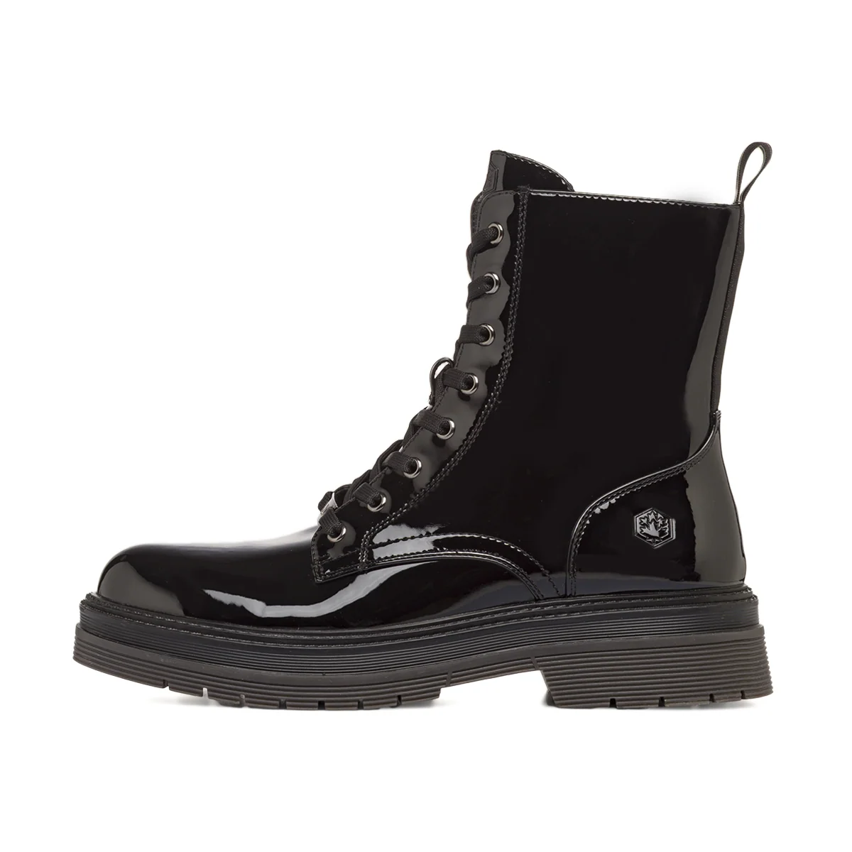 Anfibi neri da Donna effetto vernice con cerniera Lumberjack Susan