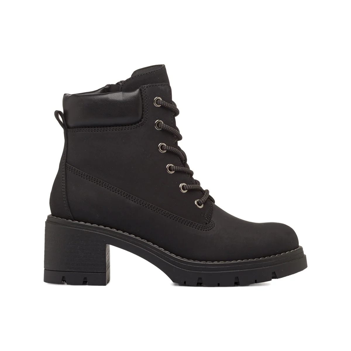Anfibi Neri Donna stringati effetto scamosciato tacco 8 cm Lora Ferres