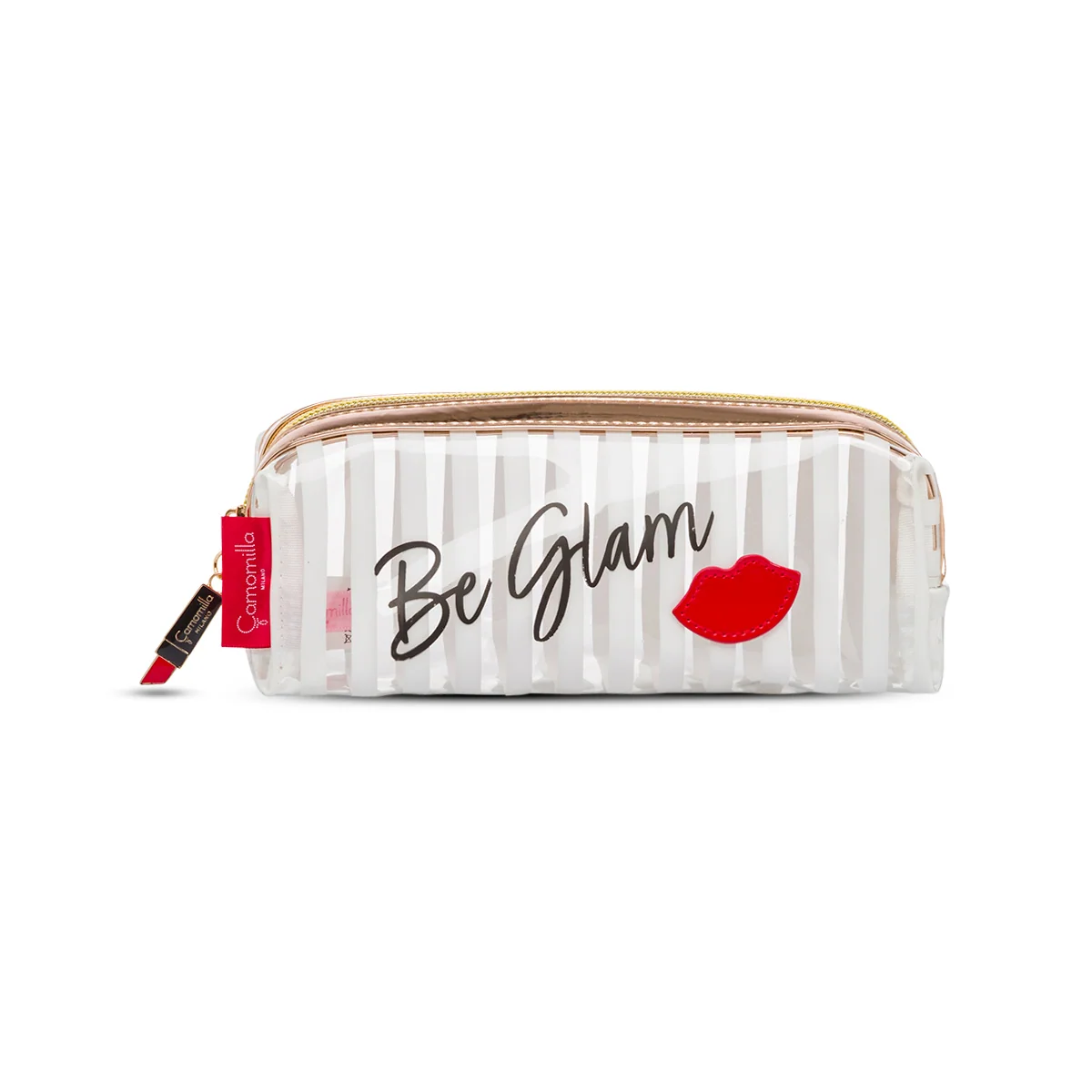 Astuccio beauty case oro rosa e bianco da donna Camomilla Milano Be Chic