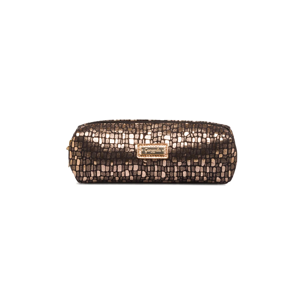 Astuccio color oro da donna con chiusura a zip Camomilla
