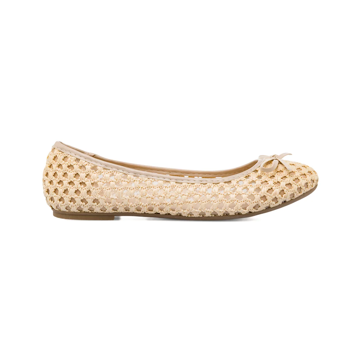 Ballerine beige da Donna traforate effetto crochet con fiocco Lora Ferres
