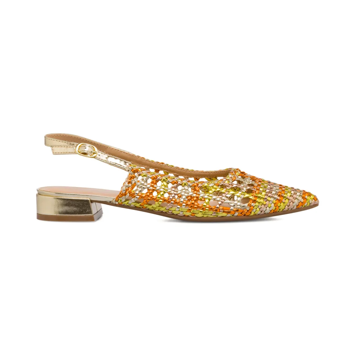 Ballerine gioiello slingback da Donna oro effetto intrecciato con cinturino Swish Jeans