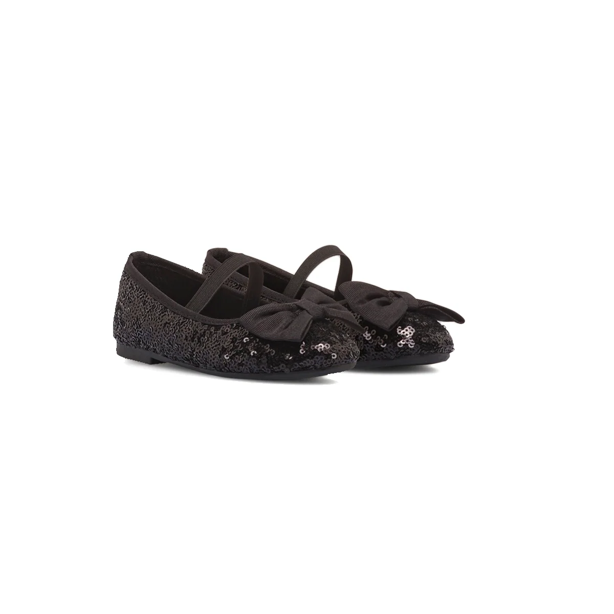 Ballerine nere con fiocco e paillettes da Bambina Dieci Baci