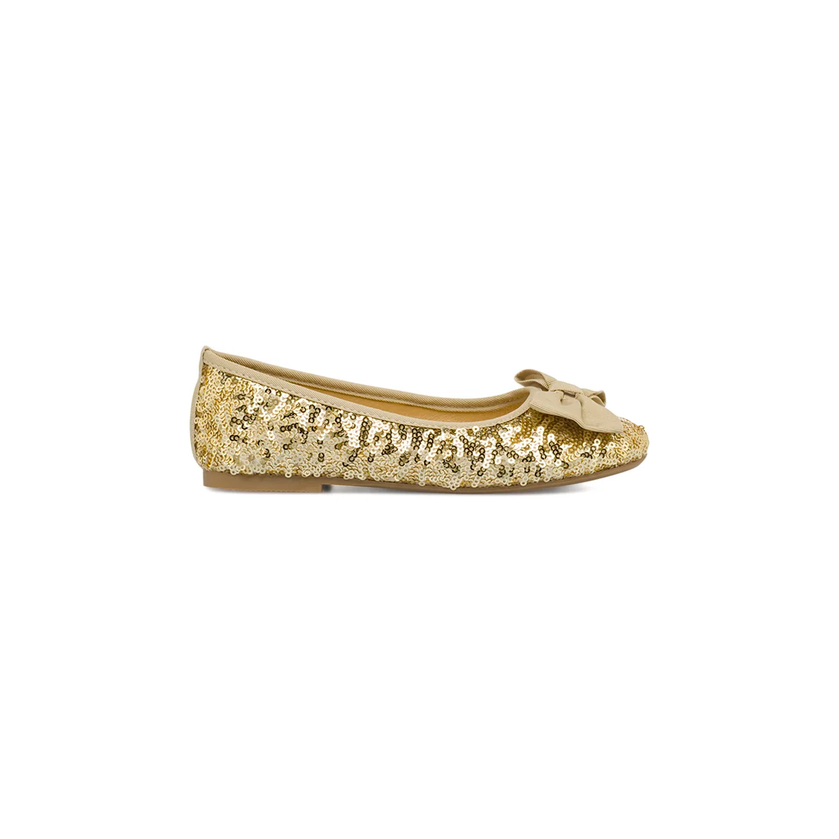 Ballerine oro da Ragazza con fiocco e paillettes Dieci Baci