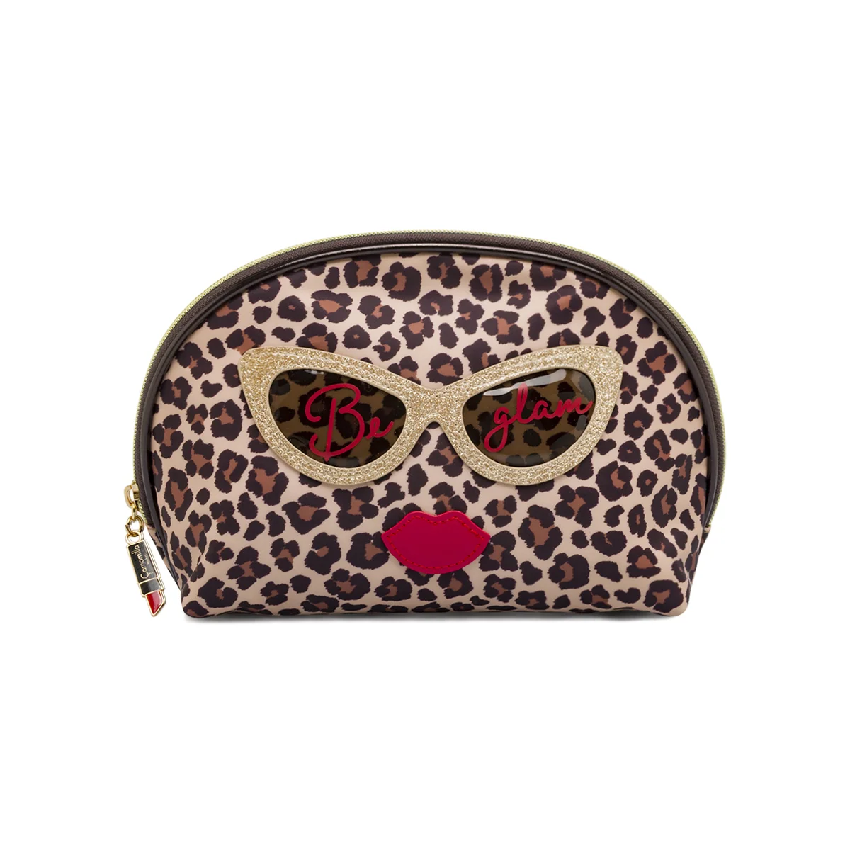 Beauty case Animalier da Donna marrone con occhiali glitter Camomilla